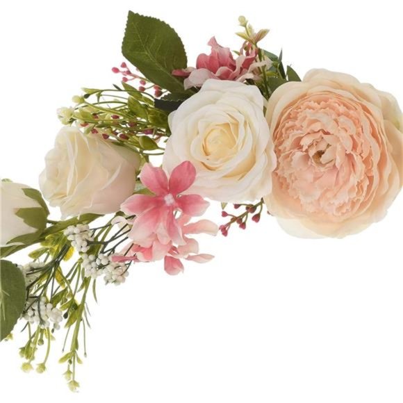 Artificial Peony Flower Swag, 25 Inch Decorative Swag Champagne Peony White Rose - Picture 3 of 7